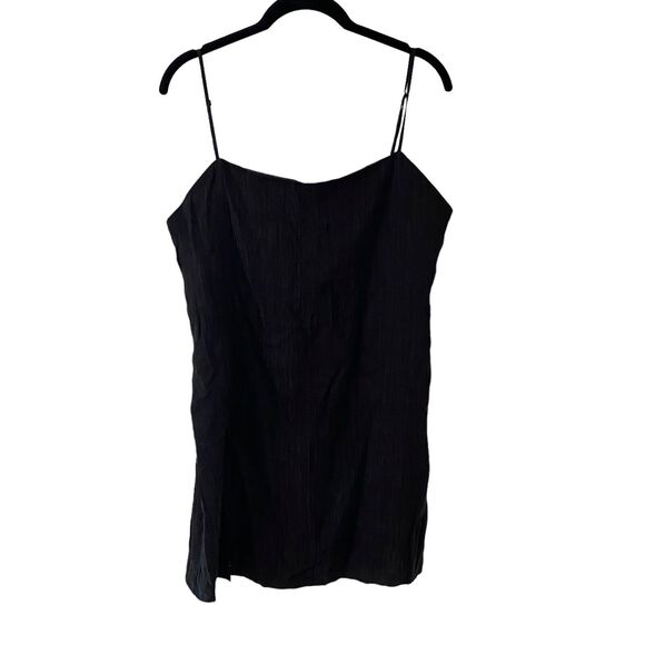 ZARA Womens Size Medium Mini Dress Slit Black Square Neckline Spaghetti Strap - Picture 1 of 10